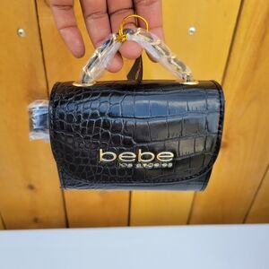 New Bebe Los Angeles Camile Croco Micro Fannypack Black